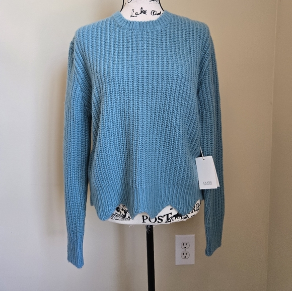 Carve Designs Sweater Womens S Teal Blue Crew Neck Scallop Hem Pullover - Picture 1 of 11